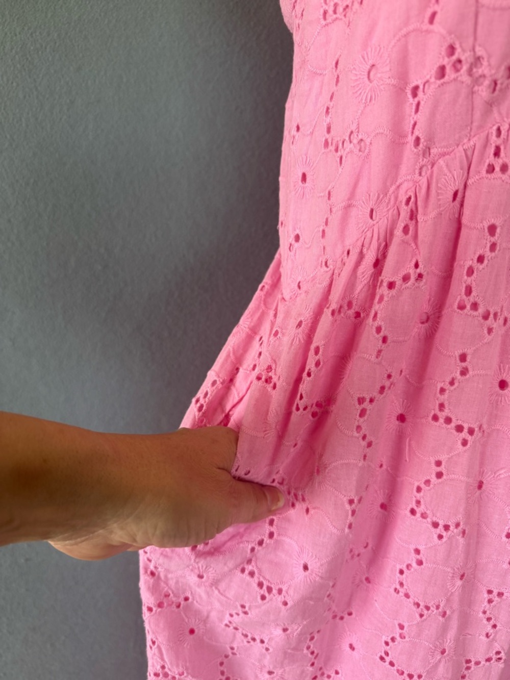 Saltwater LUXE Amalia Midi Dress Pink Eyelet Embroidered Cotton Sundress S NWT - Picture 8 of 11